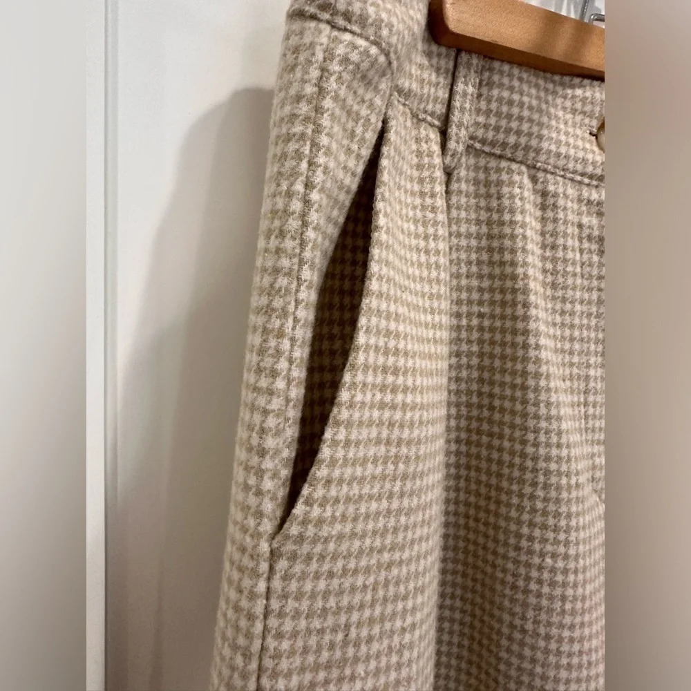 Motel Rocks Yeva Houndstooth Wide Leg Trouser Small Neutral Plaid Edgy Cool Girl - Picture 11 of 12